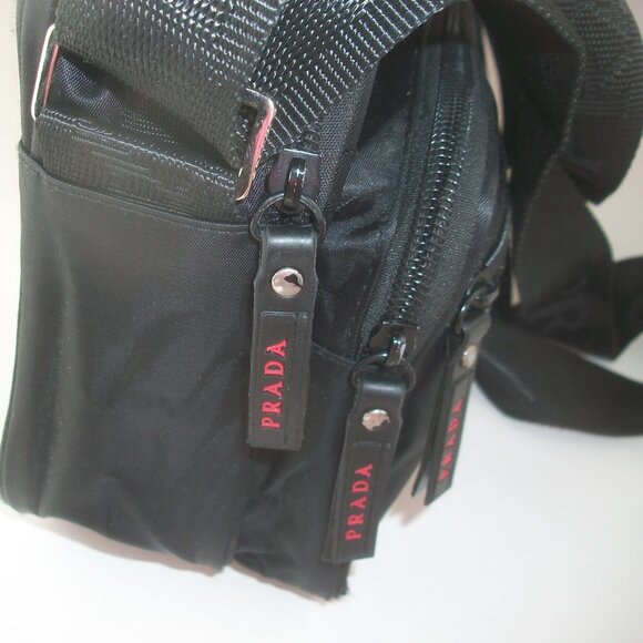 Black Nylon Multi-Compartment Convertible Crossbody Bag NOT PRADA LINEA ROSSA - Picture 5 of 12